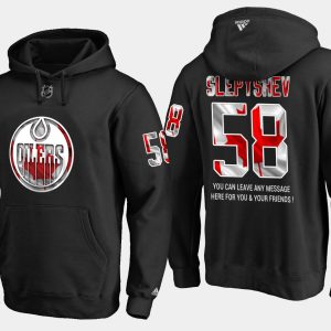 Exceptional Oilers #58 Anton Slepyshev NHL Banner Wave Usa Flag Black Hoodie