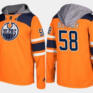 Exceptional Oilers #58 Anton Slepyshev Orange Name And Number Hoodie
