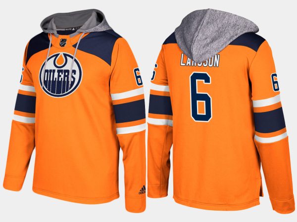 Magnificent Oilers #6 Adam Larsson Orange Name And Number Hoodie