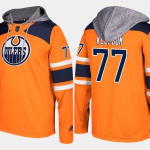 Premium Oilers #77 Oscar Klefbom Orange Name And Number Hoodie