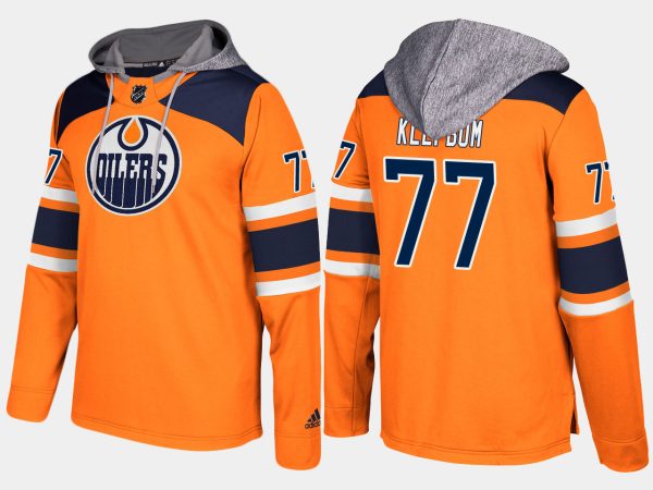 Premium Oilers #77 Oscar Klefbom Orange Name And Number Hoodie