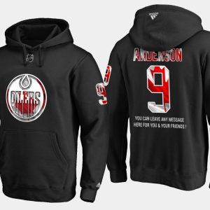 Premium Oilers #9 Glenn Anderson NHL Banner Wave Usa Flag Black Hoodie