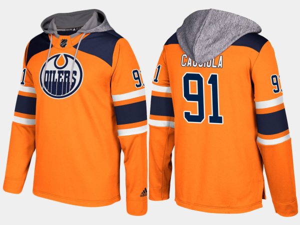 Exquisite Oilers #91 Drake Caggiula Orange Name And Number Hoodie