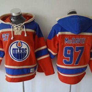 Outstanding Oilers #97 Connor McDavid Orange Sawyer Hooded Sweatshirt Stitched NHL Jersey