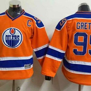 First - rate Oilers #99 Wayne Gretzky Orange CCM Throwback Stitched Youth NHL Jersey