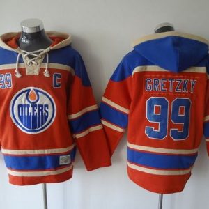 Superior Oilers #99 Wayne Gretzky Orange Sawyer Hooded Sweatshirt Stitched NHL Jersey