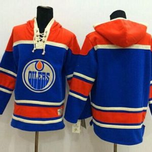 Splendid Oilers Blank Light Blue Sawyer Hooded Sweatshirt Stitched NHL Jersey