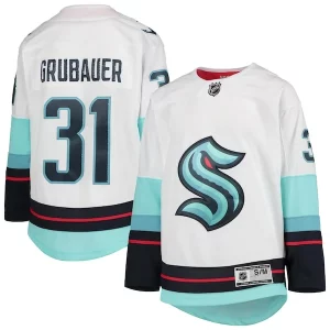 Superior Philipp Grubauer Seattle Kraken Youth Away Premier Player Jersey   White