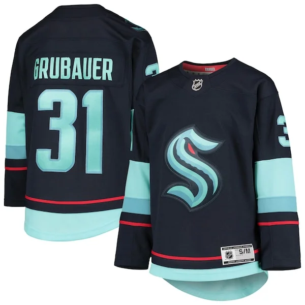 Superior Philipp Grubauer Seattle Kraken Youth Home Premier Player Jersey Deep Sea Blue