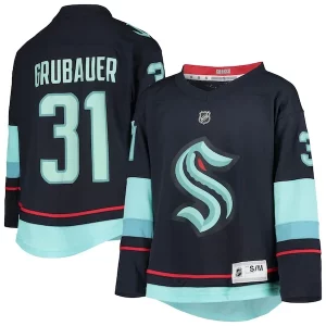 Magnificent Philipp Grubauer Seattle Kraken Youth Home Replica Player Jersey   Deep Sea Blue