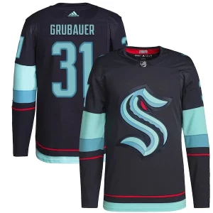 Outstanding Philipp Grubauer Seattle Kraken adidas Home Authentic Primegreen Player Jersey   Navy