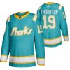 Superior San Jose Sharks #19 Joe Thornton Men's Adidas 2020 Throwback Authentic Player NHL Jersey Teal