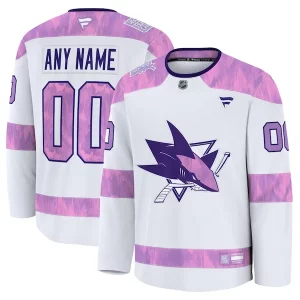 Splendid San Jose Sharks 2024 Hockey Fights Cancer Custom Practice Jersey   White