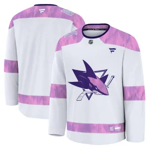 Stunning San Jose Sharks 2024 Hockey Fights Cancer Practice Jersey   White