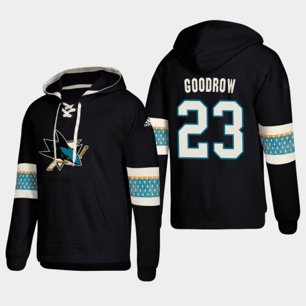 Magnificent San Jose Sharks #23 Barclay Goodrow Black adidas Lace Up Pullover Hoodie
