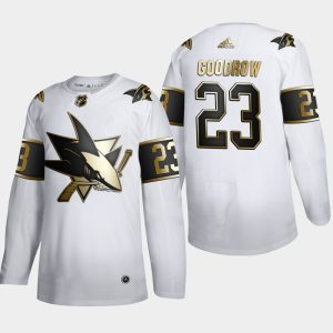Premium San Jose Sharks #23 Barclay Goodrow Men's Adidas White Golden Edition Limited Stitched NHL Jersey