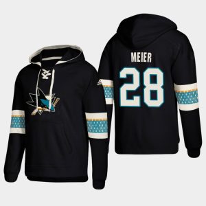 Superior San Jose Sharks #28 Timo Meier Black adidas Lace Up Pullover Hoodie