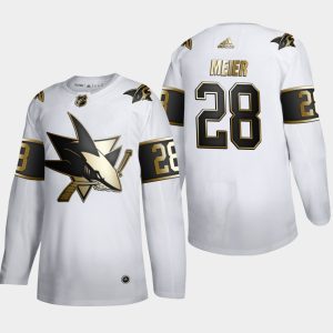 Gorgeous San Jose Sharks #28 Timo Meier Men's Adidas White Golden Edition Limited Stitched NHL Jersey