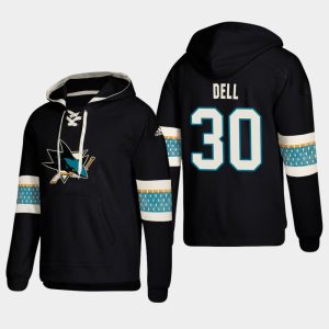 First - rate San Jose Sharks #30 Aaron Dell Black adidas Lace Up Pullover Hoodie