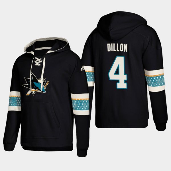 Exquisite San Jose Sharks #4 Brenden Dillon Black adidas Lace Up Pullover Hoodie