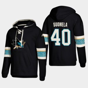 First - rate San Jose Sharks #40 Antti Suomela Black adidas Lace Up Pullover Hoodie