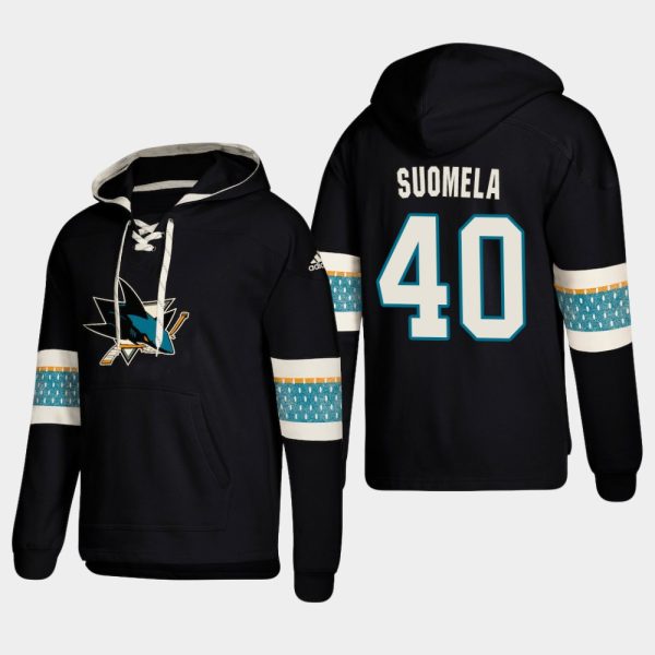 First - rate San Jose Sharks #40 Antti Suomela Black adidas Lace Up Pullover Hoodie