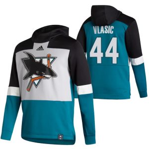 Superior San Jose Sharks #44 Marc Edouard Adidas Reverse Retro Pullover Hoodie Gray Teal
