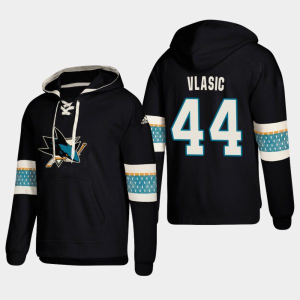 Gorgeous San Jose Sharks #44 Marc Edouard Vlasic Black adidas Lace Up Pullover Hoodie