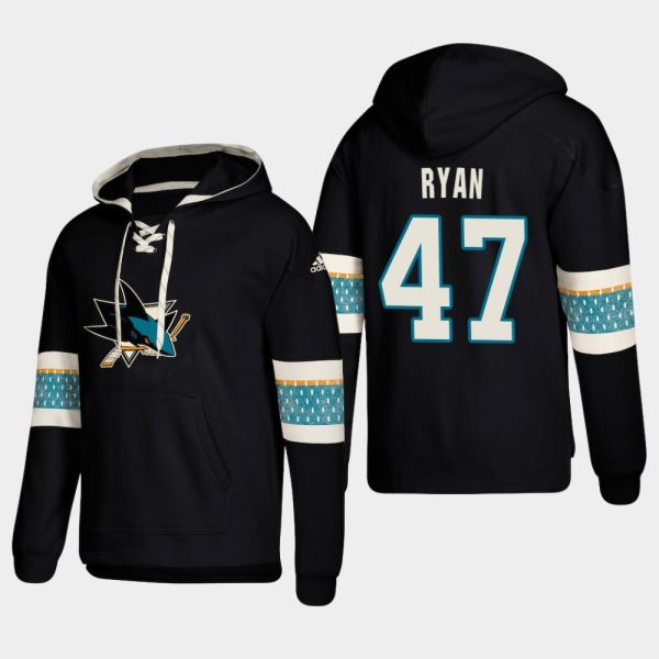 Exceptional San Jose Sharks #47 Joakim Ryan Black adidas Lace Up Pullover Hoodie
