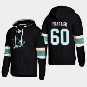 Premium San Jose Sharks #60 Rourke Chartier Black adidas Lace Up Pullover Hoodie