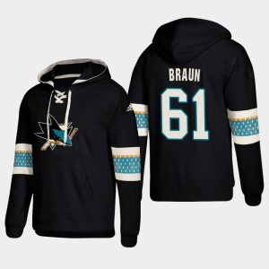 First - rate San Jose Sharks #61 Justin Braun Black adidas Lace Up Pullover Hoodie