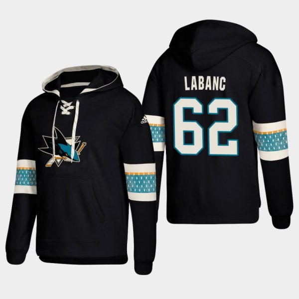 Gorgeous San Jose Sharks #62 Kevin Labanc Black adidas Lace Up Pullover Hoodie