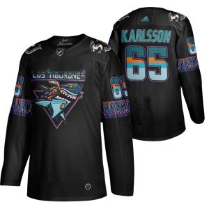 Gorgeous San Jose Sharks #65 Erik Karlsson Men's Adidas 2020 Los Tiburones Limited NHL Jersey Black
