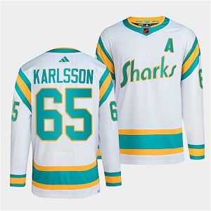 Magnificent San Jose Sharks #65 Erik Karlsson Men's adidas Reverse Retro 2.0 Authentic Player Jersey   White