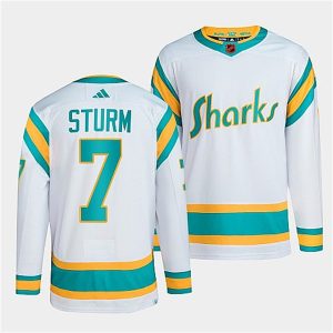 Magnificent San Jose Sharks #7 Nico Sturm Men's adidas Reverse Retro 2.0 Authentic Player Jersey   White