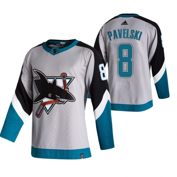 Superior San Jose Sharks #8 Joe Pavelski Grey Men's Adidas 2020 21 Reverse Retro Alternate NHL Jersey