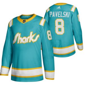 Gorgeous San Jose Sharks #8 Joe Pavelski Men's Adidas 2020 Throwback Authentic Player NHL Jersey Teal