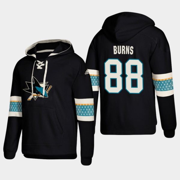 Superior San Jose Sharks #88 Brent Burns Black adidas Lace Up Pullover Hoodie