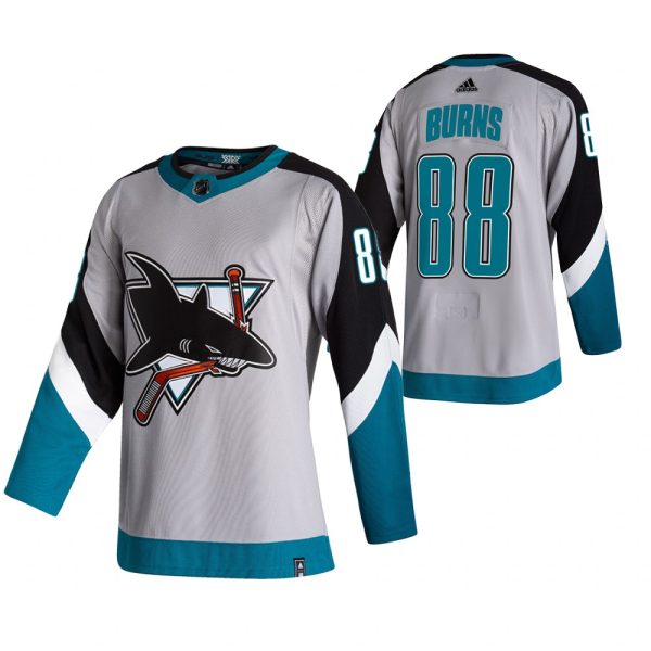 Exceptional San Jose Sharks #88 Brent Burns Grey Men's Adidas 2020 21 Reverse Retro Alternate NHL Jersey