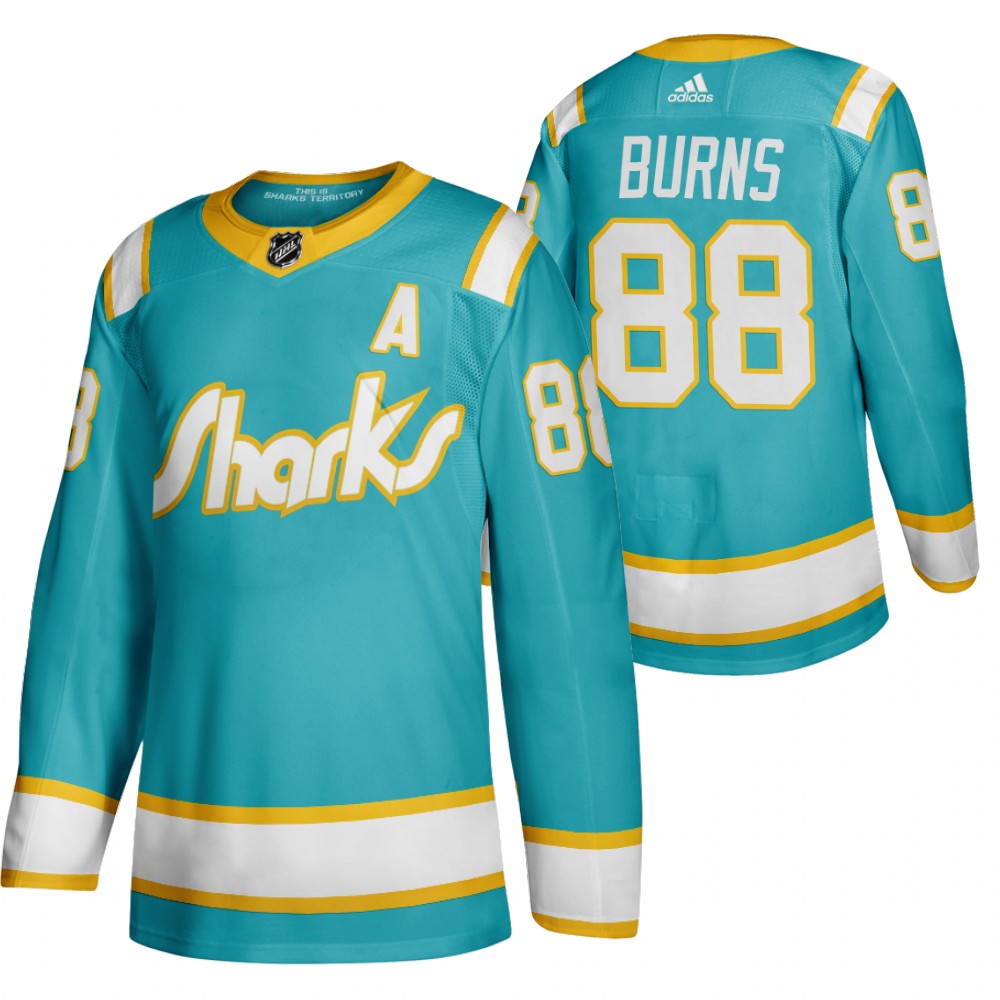 Exceptional San Jose Sharks #88 Brent Burns Men's Adidas 2020 Throwback Authentic Player NHL Jersey Teal