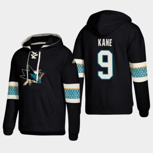 Splendid San Jose Sharks #9 Evander Kane Black adidas Lace Up Pullover Hoodie