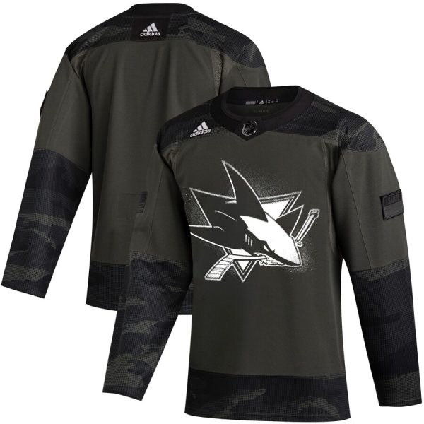 Premium San Jose Sharks Adidas 2019 Veterans Day Authentic Practice NHL Jersey Camo