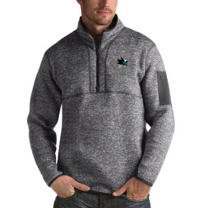Magnificent San Jose Sharks Antigua Fortune Quarter Zip Pullover Jacket Black