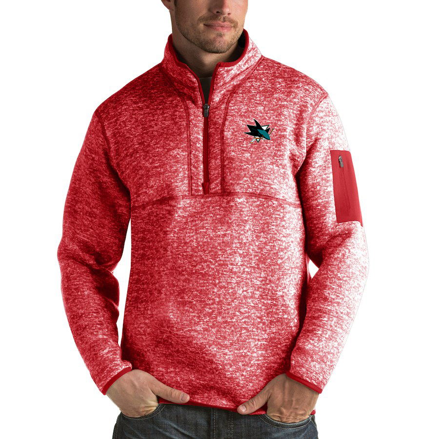 Premium San Jose Sharks Antigua Fortune Quarter Zip Pullover Jacket Red