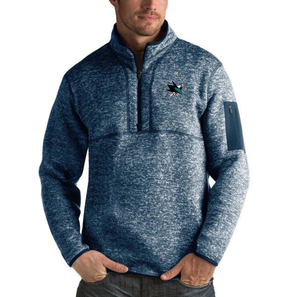 Exceptional San Jose Sharks Antigua Fortune Quarter Zip Pullover Jacket Royal