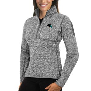 Exceptional San Jose Sharks Antigua Women's Fortune 1/2 Zip Pullover Sweater Black