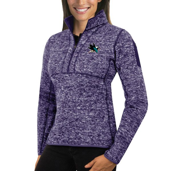 Splendid San Jose Sharks Antigua Women's Fortune 1/2 Zip Pullover Sweater Purple