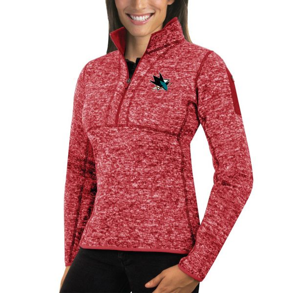 Gorgeous San Jose Sharks Antigua Women's Fortune 1/2 Zip Pullover Sweater Red