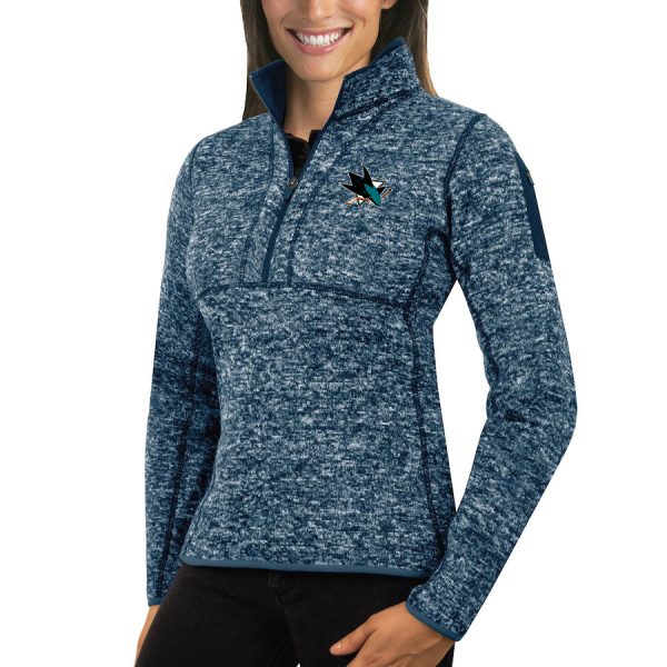 First - rate San Jose Sharks Antigua Women's Fortune 1/2 Zip Pullover Sweater Royal