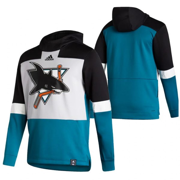 Exquisite San Jose Sharks Blank Adidas Reverse Retro Pullover Hoodie Gray Teal